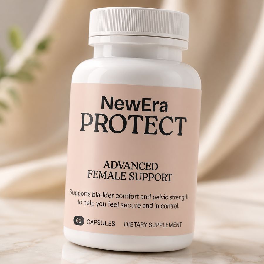 NewEra Protect bottle close-up showing label